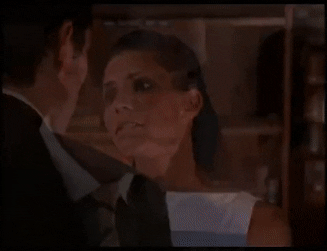 Awkward kiss between Cordelia and Wesley in Buffy the Vampire Slayer