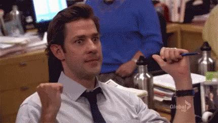 Jim from The Office giving a fist pump