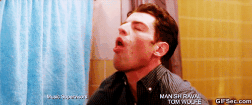 An animated gif of a man trying not to vomit